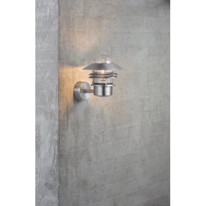 Nordlux - Väli seinavalgusti BLOKHUS 1xE27/60W/230V IP54 hõbedane