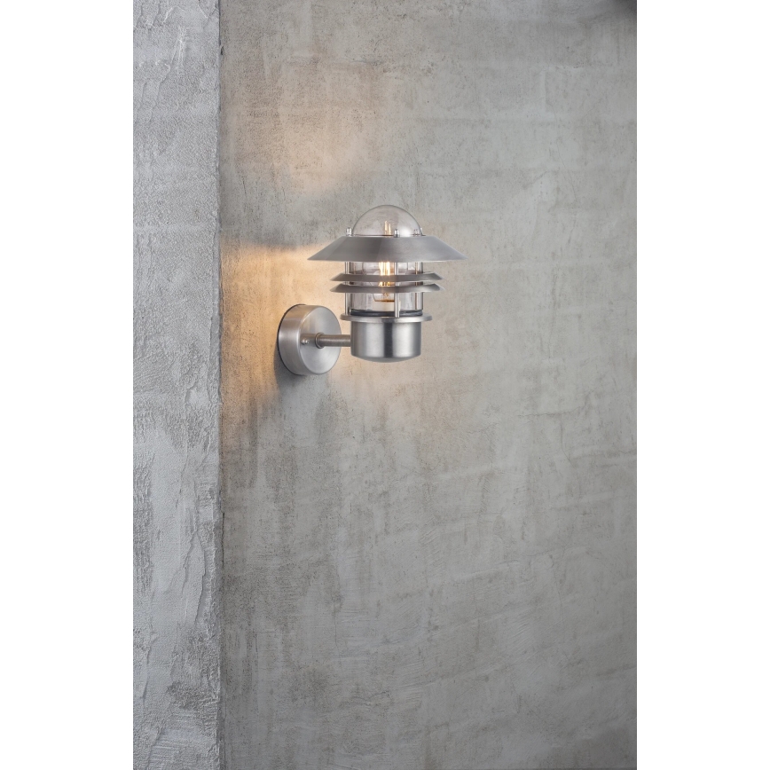 Nordlux - Väli seinavalgusti BLOKHUS 1xE27/60W/230V IP54 hõbedane