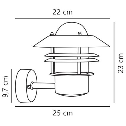 Nordlux - Väli seinavalgusti BLOKHUS 1xE27/60W/230V IP54 vask
