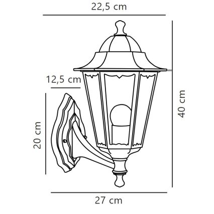 Nordlux - Väli seinavalgusti CARDIFF 1xE27/60W/230V IP44