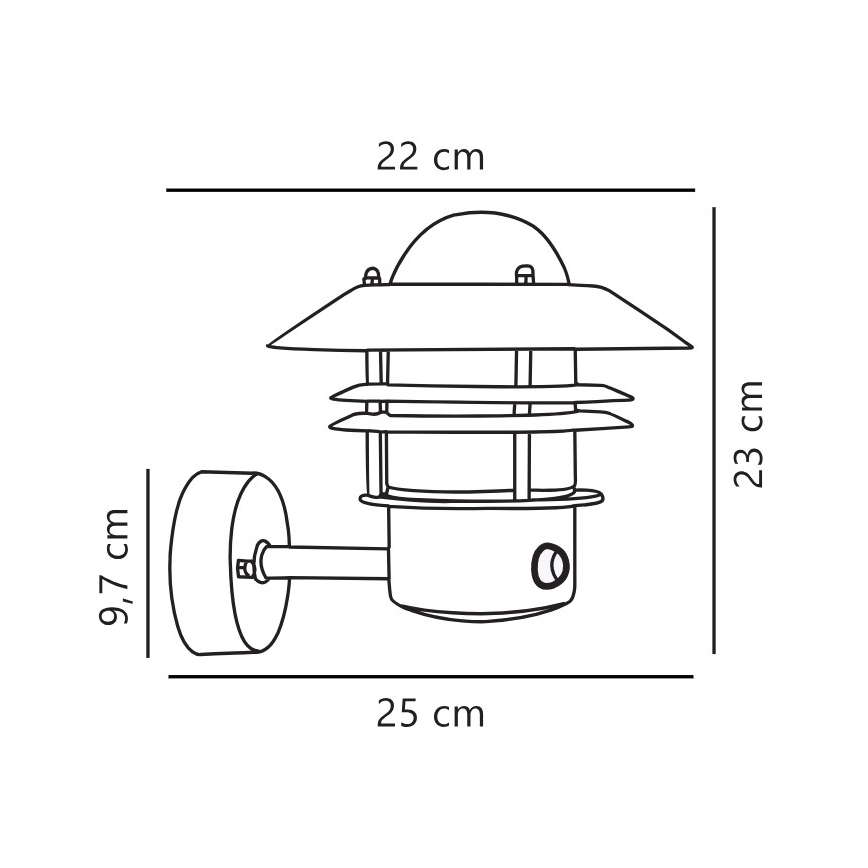 Nordlux - Väli seinavalgusti koos anduriga BLOKHUS 1xE27/60W/230V IP54 must