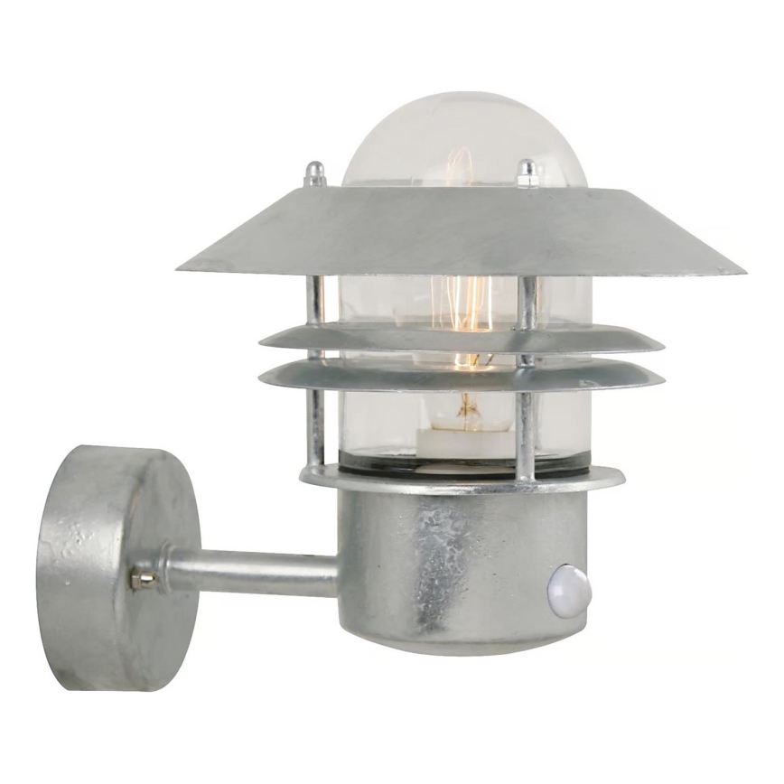 Nordlux - Väli seinavalgusti koos anduriga BLOKHUS 1xE27/60W/230V IP54