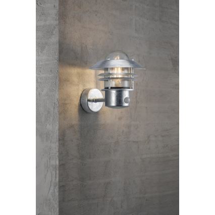 Nordlux - Väli seinavalgusti koos anduriga BLOKHUS 1xE27/60W/230V IP54