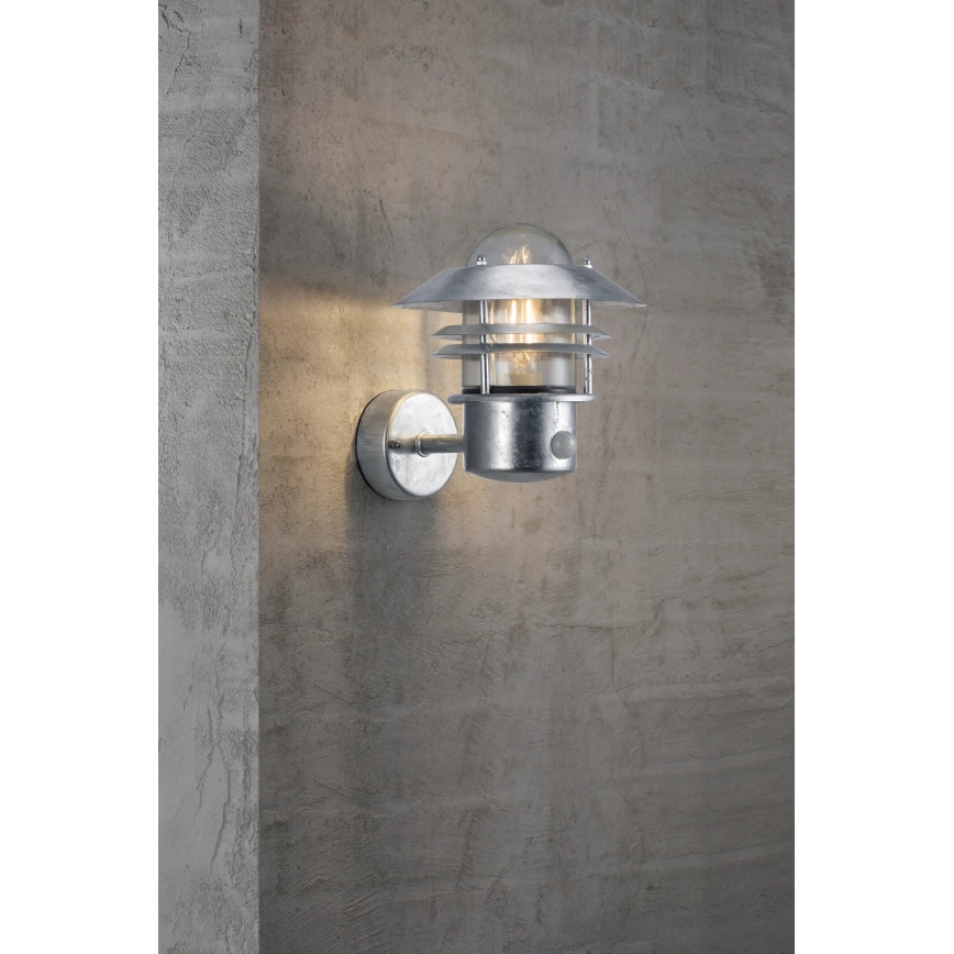 Nordlux - Väli seinavalgusti koos anduriga BLOKHUS 1xE27/60W/230V IP54