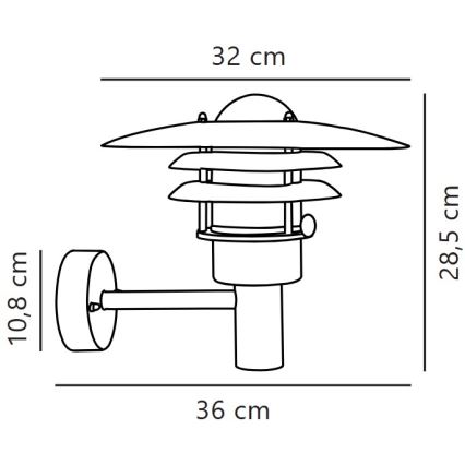 Nordlux - Väli seinavalgusti LONSTRUP 1xE27/60W/230V IP44 hõbedane