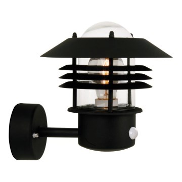 Nordlux - VEJERS välisseinavalgusti liikumisanduriga 1xE27/60W/230V IP54 must