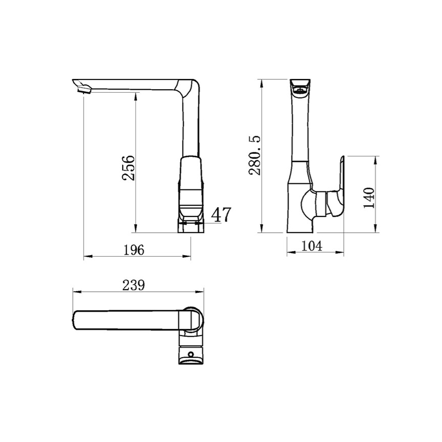 Novaservis - köögisegisti NOBLESS TINA läikiv kroom