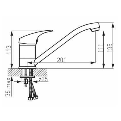 Novaservis - köögisegisti ONE läikiv kroom