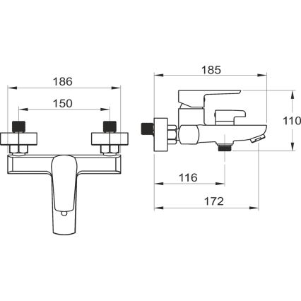 Novaservis - METALIA vannikomplekt koos segistiga, must