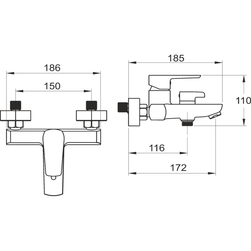 Novaservis - METALIA vannikomplekt koos segistiga, must