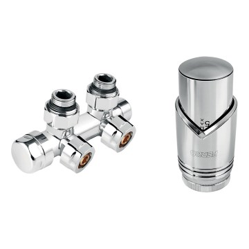 Novaservis - radiaatori komplekt keskühendusega, nurgaline, läikiv kroom