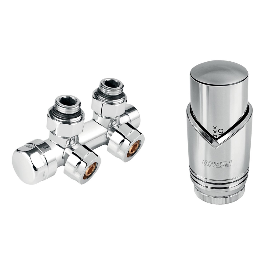 Novaservis - radiaatori komplekt keskühendusega, nurgaline, läikiv kroom