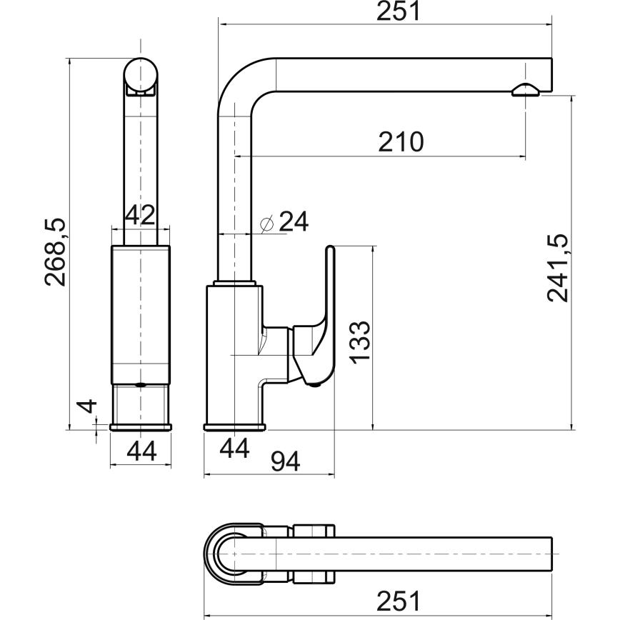 Novaservis - Valamusegisti NOBLESS SHARP läikiv kroom