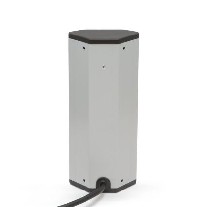 Nurgapistikupesatorn 3x230V + 2xUSB-A must/hõbedane