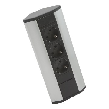 Nurgapost pistikupesadega 3x230V, must/hõbedane