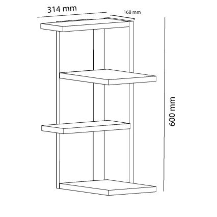 Nurgariiul MILANO 60x31,4 cm valge