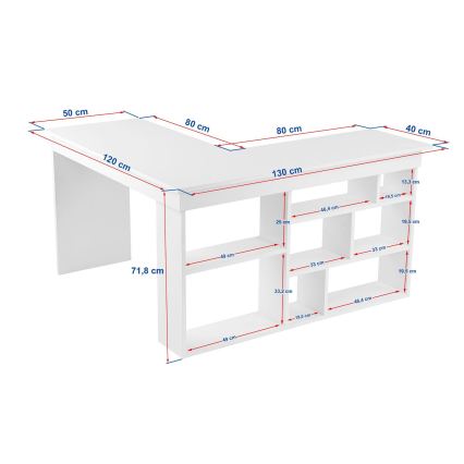 Nurk-kirjutuslaud RUND 130x120 cm valge