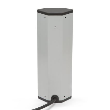 Nurkne pistikupost 4x230V + 2xUSB-A must/hõbedane
