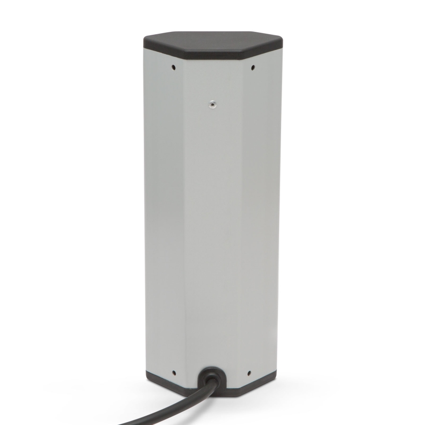 Nurkne pistikupost 4x230V + 2xUSB-A must/hõbedane