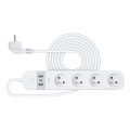 Nutikas pikendus kaabel lülitiga 4Z Tüüp E + 2x USB-A + 1x USB-C 1,5m Wi-Fi Tuya valge