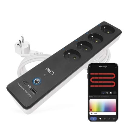 Nutikas pikendus kaabel lülitiga GoSmart 4Z + 1xUSB-A + 1xUSB-C 2 m Wi-Fi Tuya