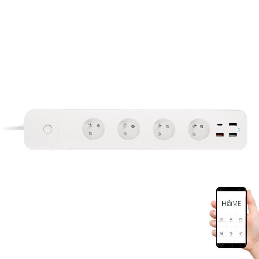 Nutikas pikenduskaabel lülitiga 1,5 m 4Z + 4xUSB Wi-Fi