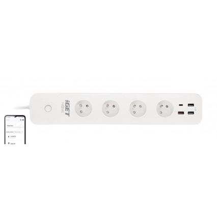 Nutikas pikenduskaabel lülitiga 1,5 m 4Z + 4xUSB Wi-Fi