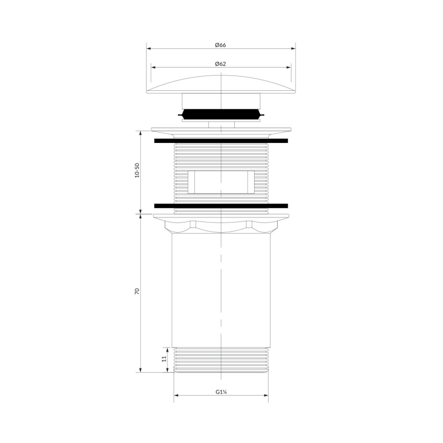 OMNIRES A706AT - Valamu äravoolupesa CLICK-CLACK d. 6,6 cm harjatud antratsiit