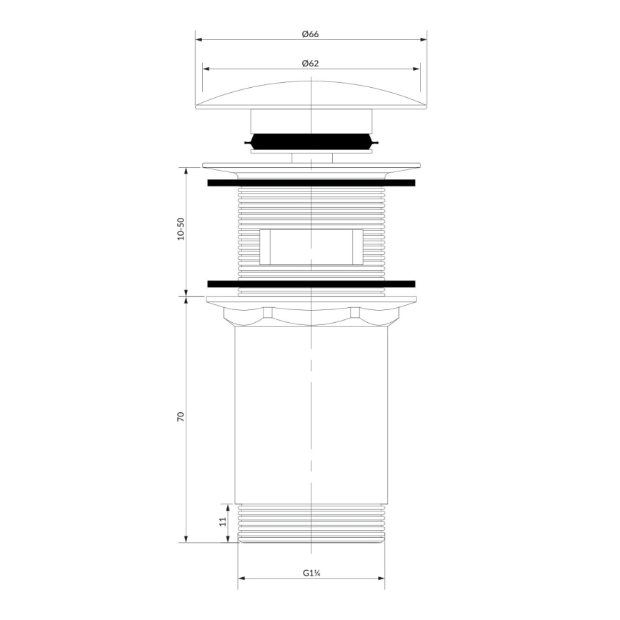 OMNIRES A706CPB - Valamu äravoolupesa CLICK-CLACK d. 6,6 cm harjatud vask