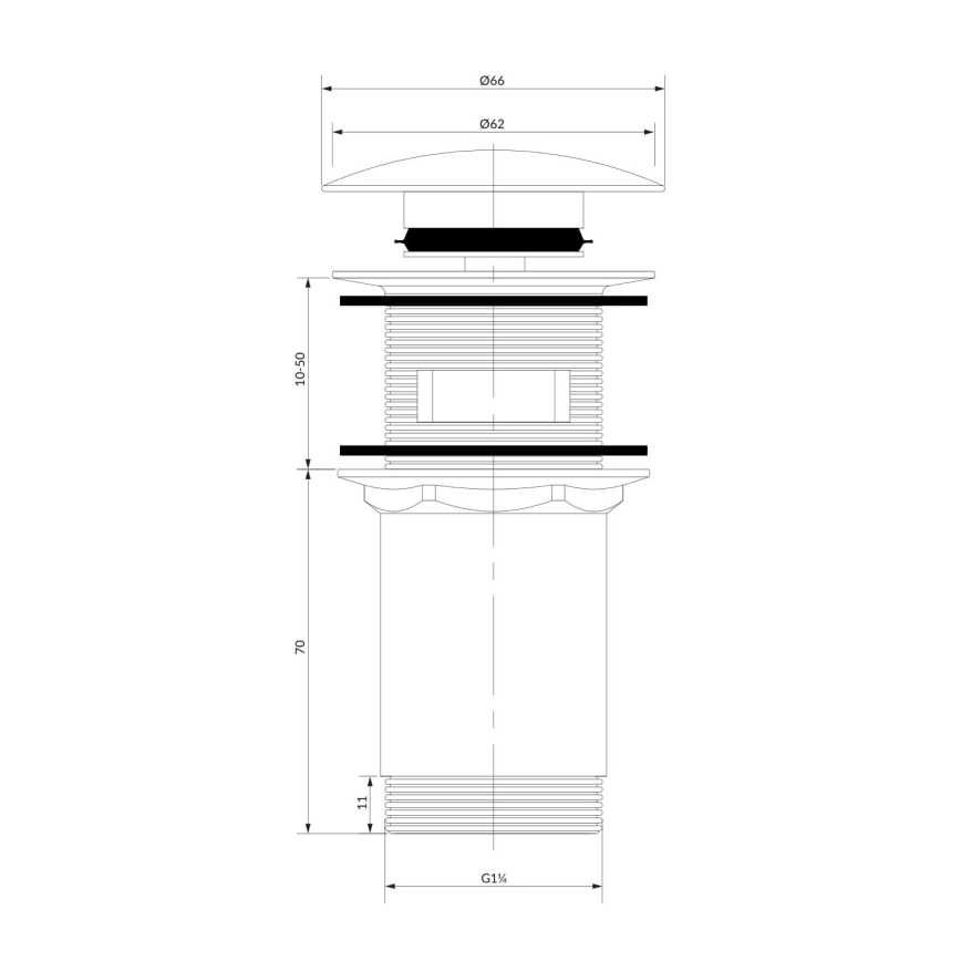 OMNIRES A706GR - Valamu äravoolupesa CLICK-CLACK d. 6,6 cm harjatud grafiit