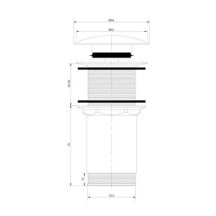 OMNIRES A716BL - Valamu äravoolupesa CLICK-CLACK d. 6,6 cm poolmatt must