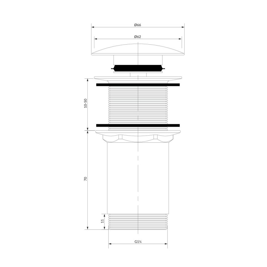 OMNIRES A716BL - Valamu äravoolupesa CLICK-CLACK d. 6,6 cm poolmatt must