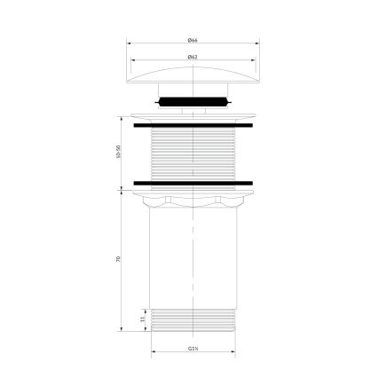 OMNIRES A716BR - Valamu äravoolupesa CLICK-CLACK d. 6,6 cm harjatud antiikpronks
