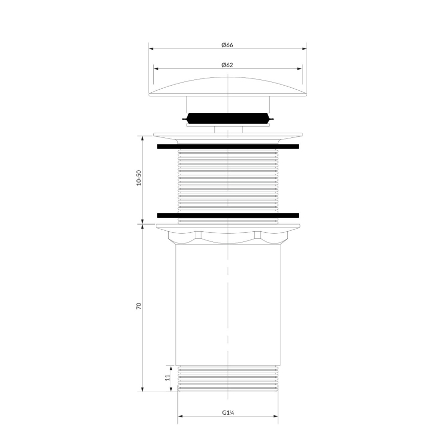 OMNIRES A716GR - Valamu äravoolupesa CLICK-CLACK d. 6,6 cm harjatud grafiit