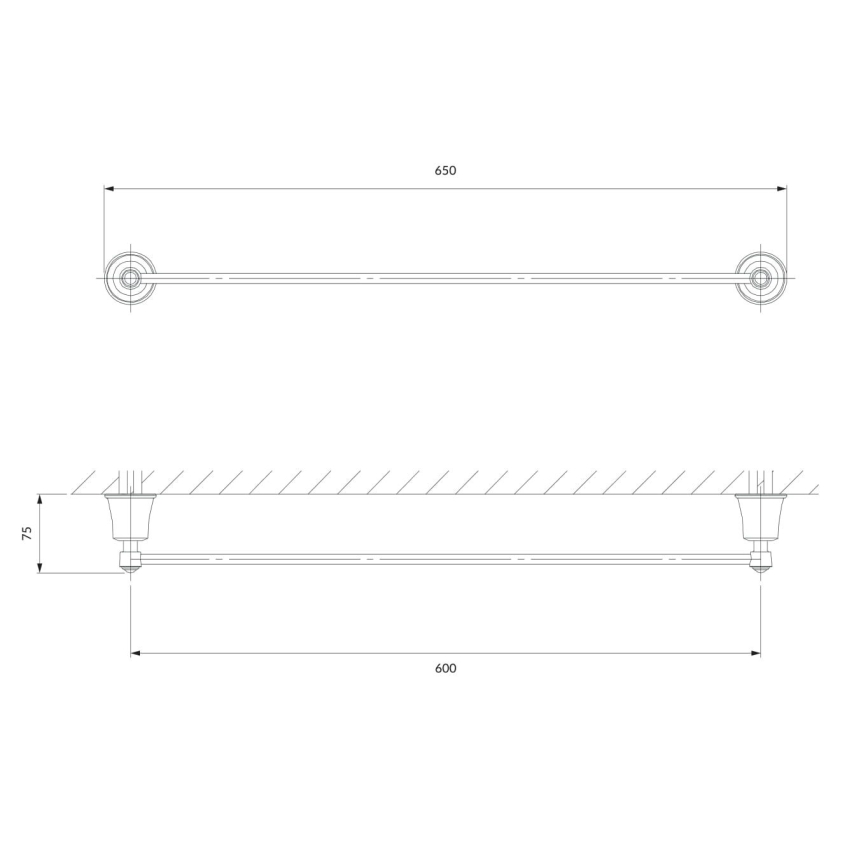 OMNIRES AL53216CR - Käterätikuhoidja seinale ART LINE 65 cm läikiv kroom