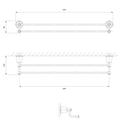 OMNIRES AL53226CR - Käterätikuhoidja seinale ART LINE 65 cm läikiv kroom