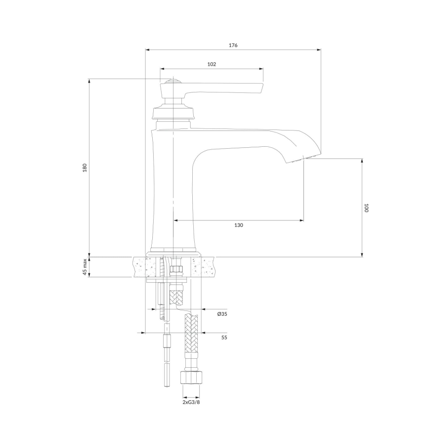 OMNIRES AM5210CR - Valamu kraan ARMANCE 18 cm läikiv kroom