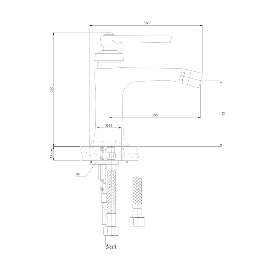 OMNIRES AM5220CR - Bidee kraan ARMANCE 16 cm läikiv kroom