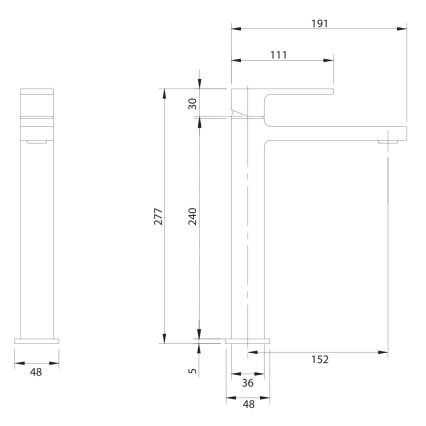 OMNIRES BA7812CR - Valamusegisti BARETTI 27,7 cm läikiv kroom