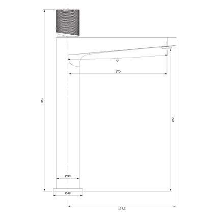 OMNIRES CT8012AT - Valamusegisti CONTOUR 31,2 cm harjatud antratsiit
