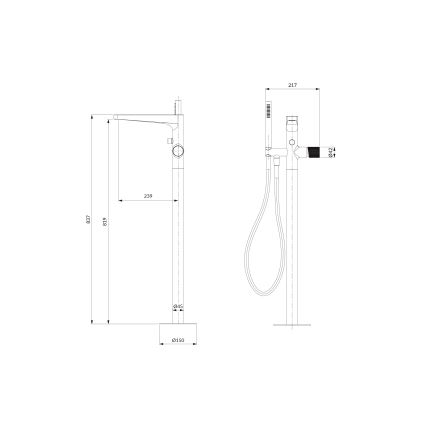 OMNIRES CT8033CR - Eraldiseisev vannikomplekt koos kraaniga CONTOUR läikiv kroom
