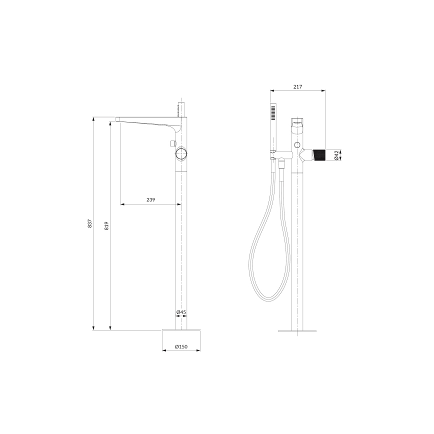 OMNIRES CT8033CR - Eraldiseisev vannikomplekt koos kraaniga CONTOUR läikiv kroom