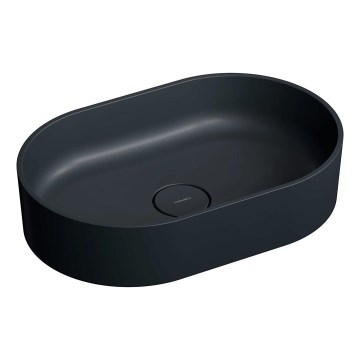 OMNIRES OVOUNBLV - Lauaplaadi kraanikauss OVO 55x36 cm dolomiit/matt must lava