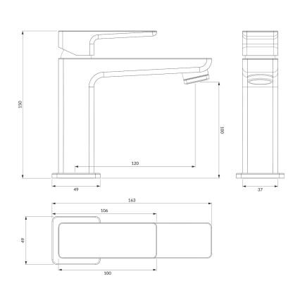 OMNIRES PM7410BL - Valamu kraan PARMA 15 cm matt must