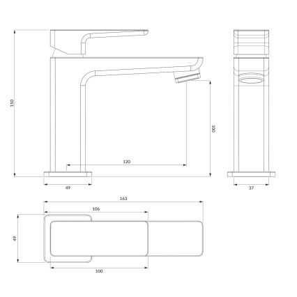 OMNIRES PM7410GR - PARMA 15 cm valamusegisti, harjatud grafiit
