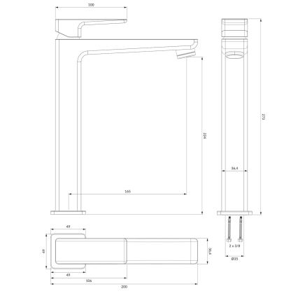 OMNIRES PM7412BL - Valamu kraan PARMA 27,3 cm matt must