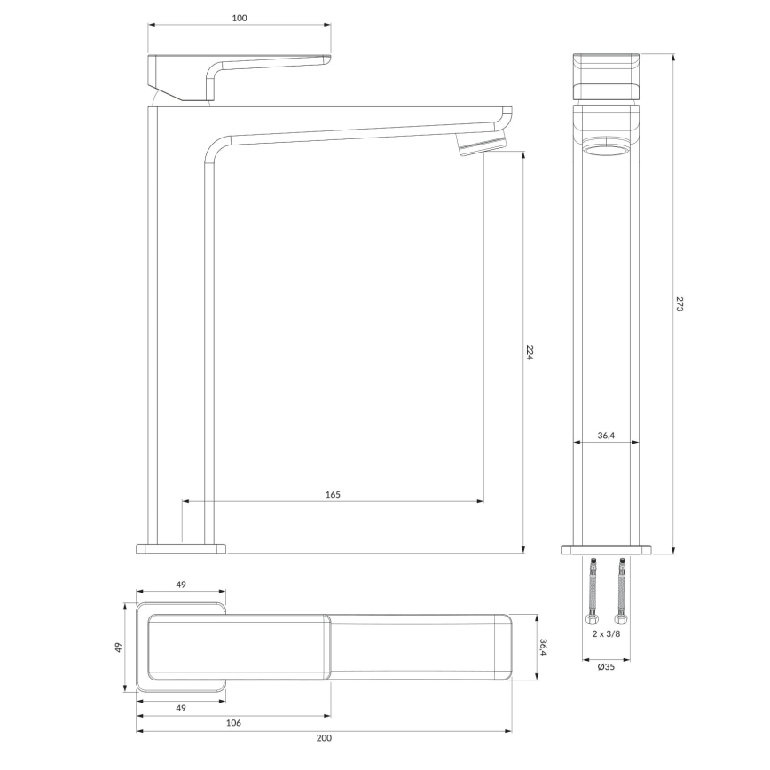 OMNIRES PM7412CRB - Valamu kraan PARMA 27,3 cm läikiv kroom/valge