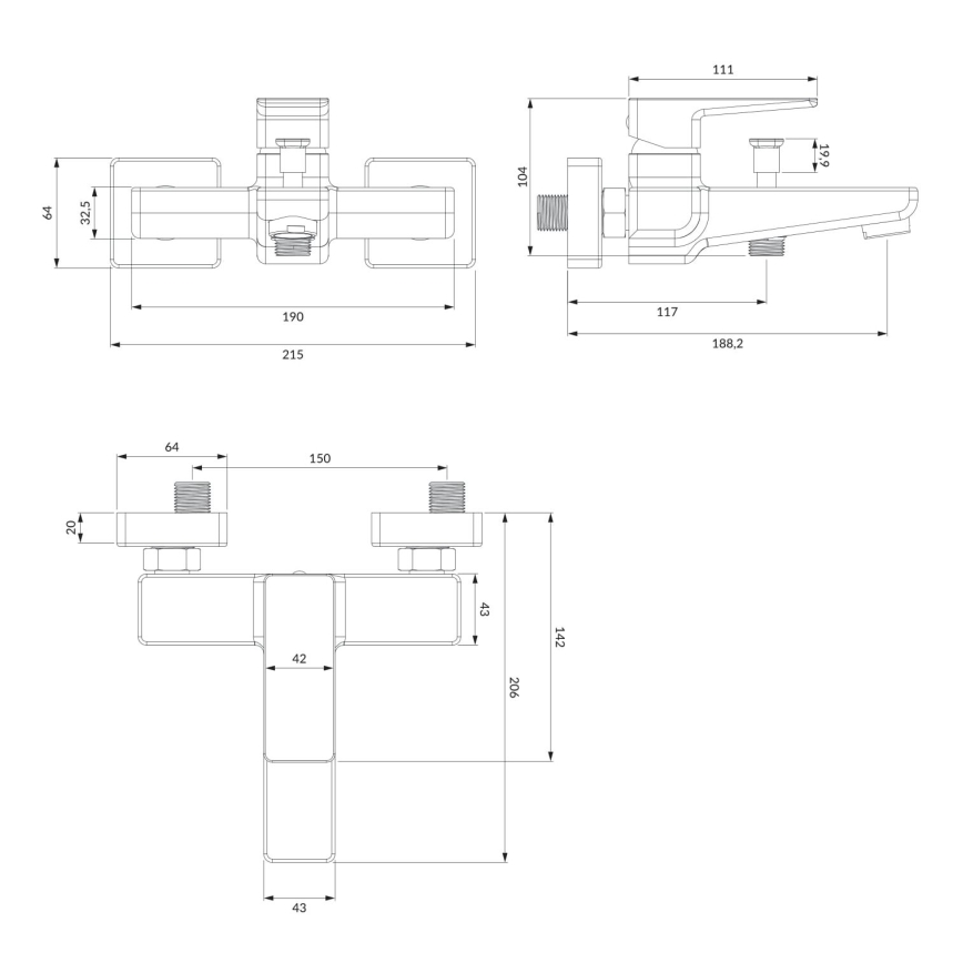 OMNIRES PM7430BL - Vanni kraan PARMA matt must