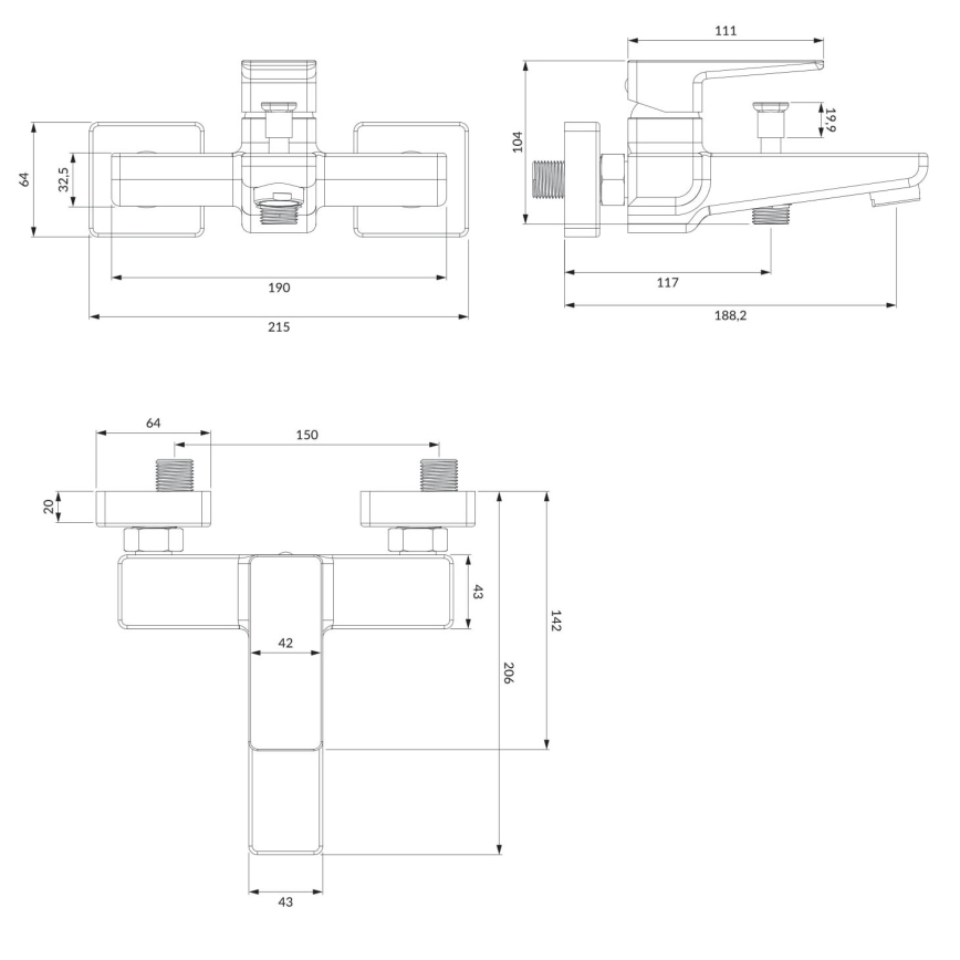 OMNIRES PM7430CR - Vanni kraan PARMA läikiv kroom