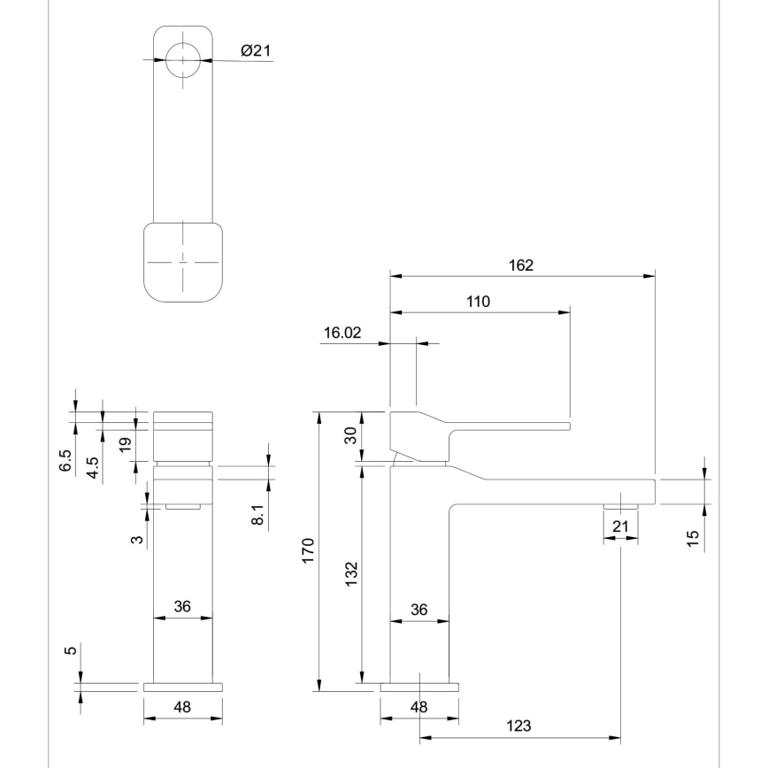 OMNIRES SL7710CR - Valamu kraan SLIDE 17 cm läikiv kroom